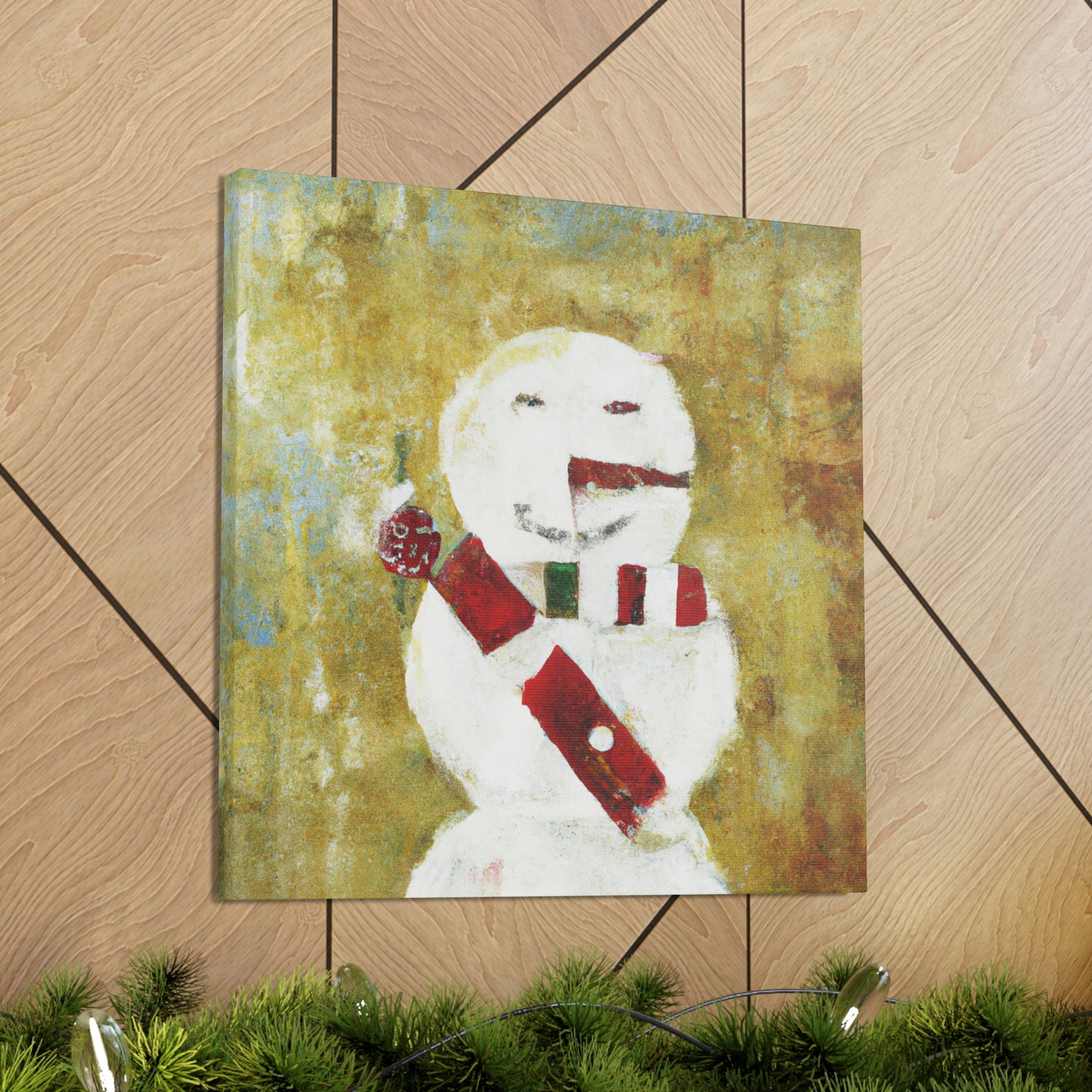 "Snowman in Winter Glow" - Canvas