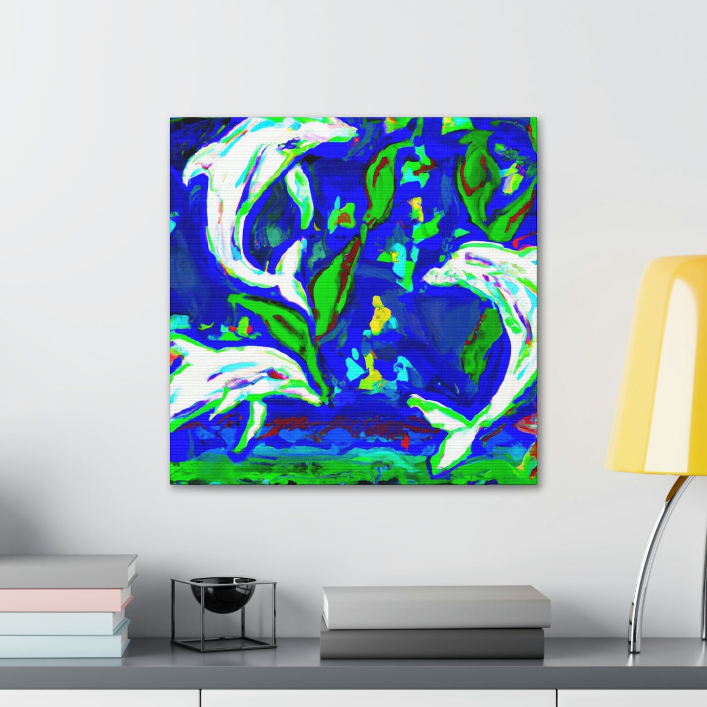 Dolphins Dance in Color - Canvas