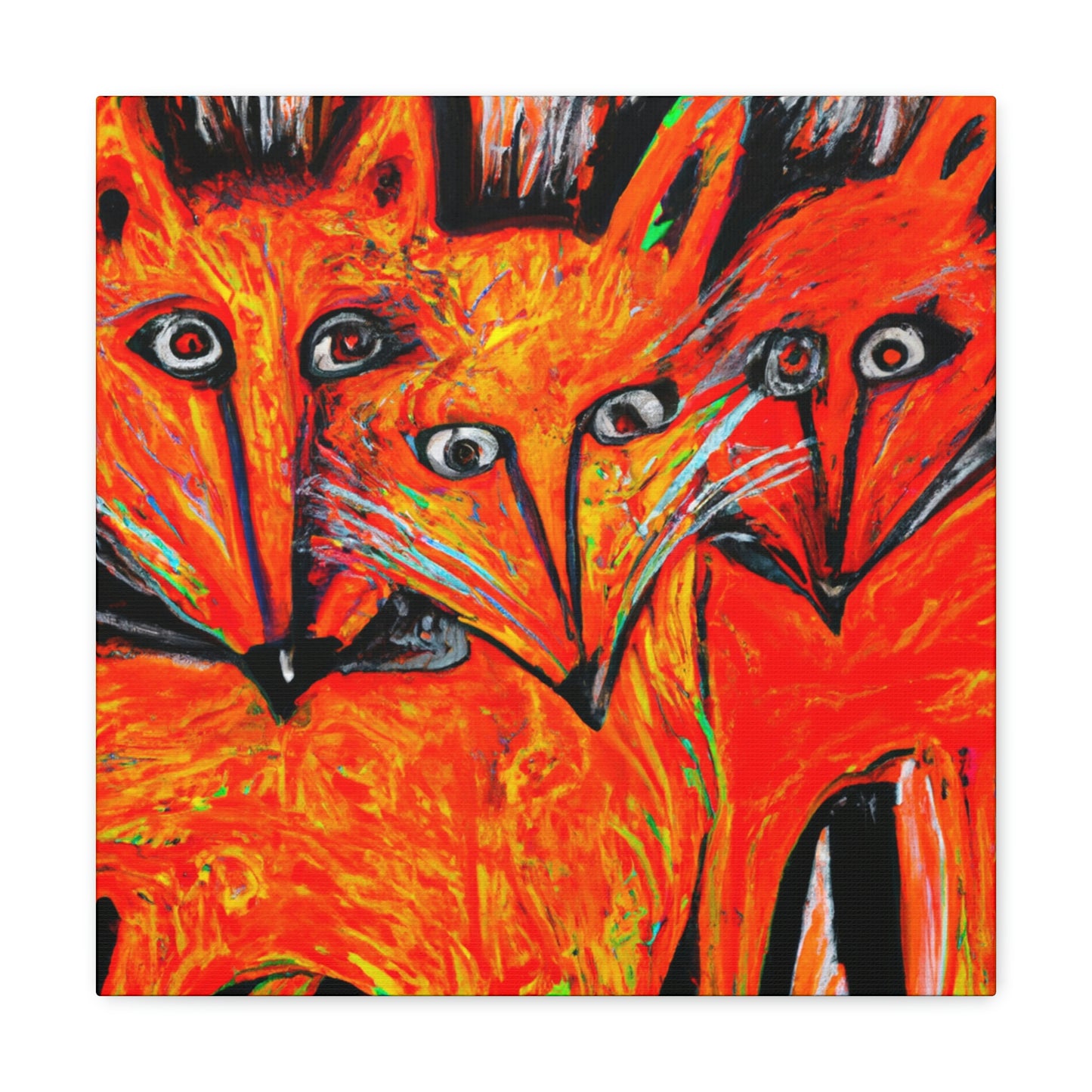 Foxes in Moonlight. - Canvas