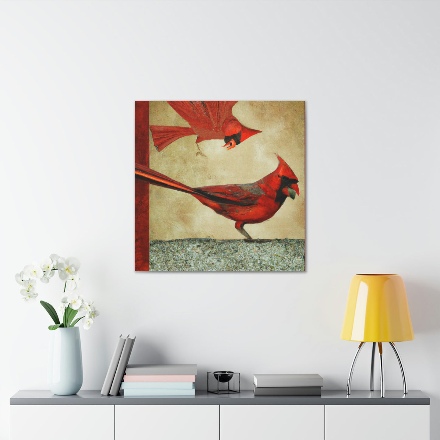 "Cardinal in Art Deco" - Canvas