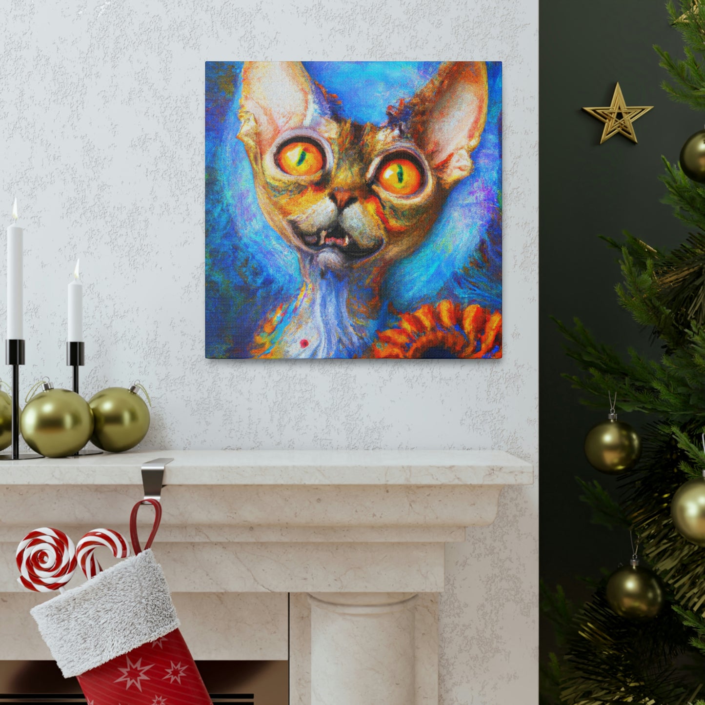 "Devon Rex Regal Portrait" - Canvas