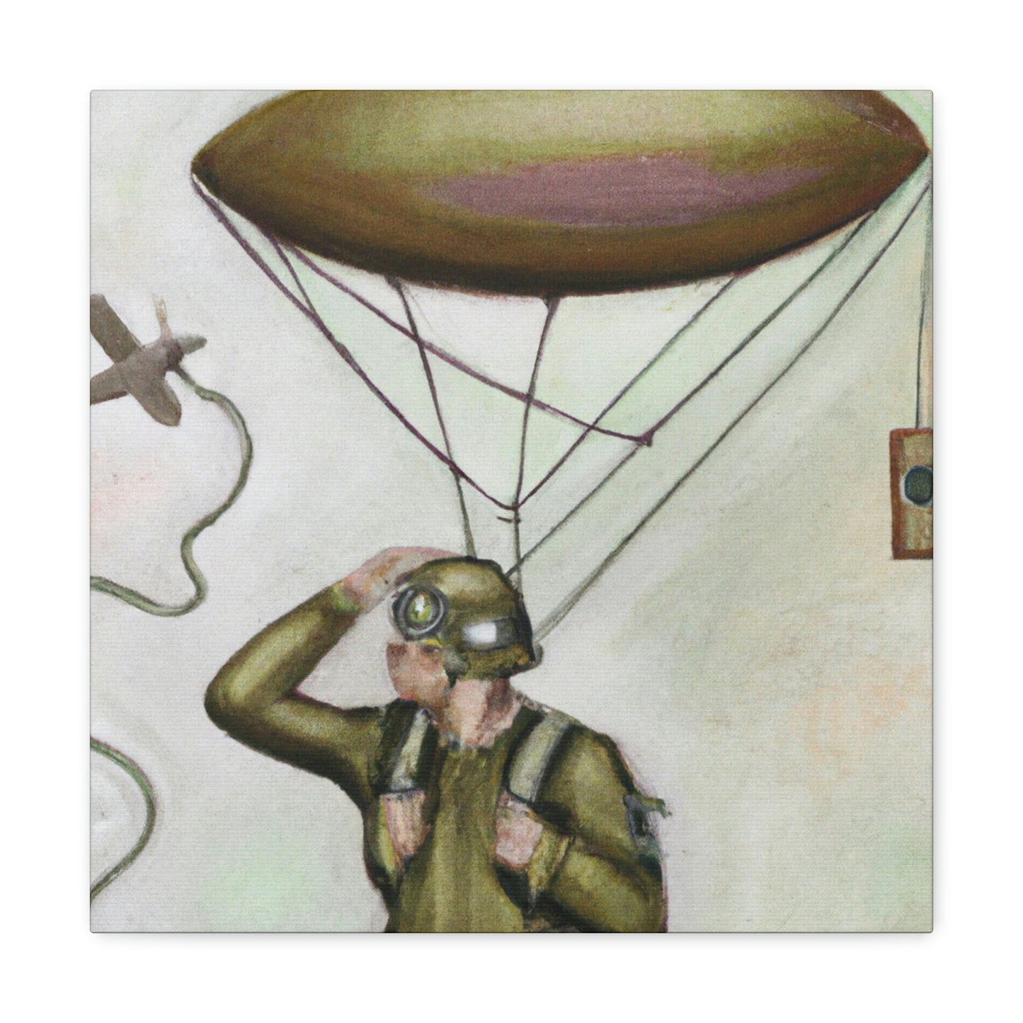 Paratrooper in Moonlight. - Canvas