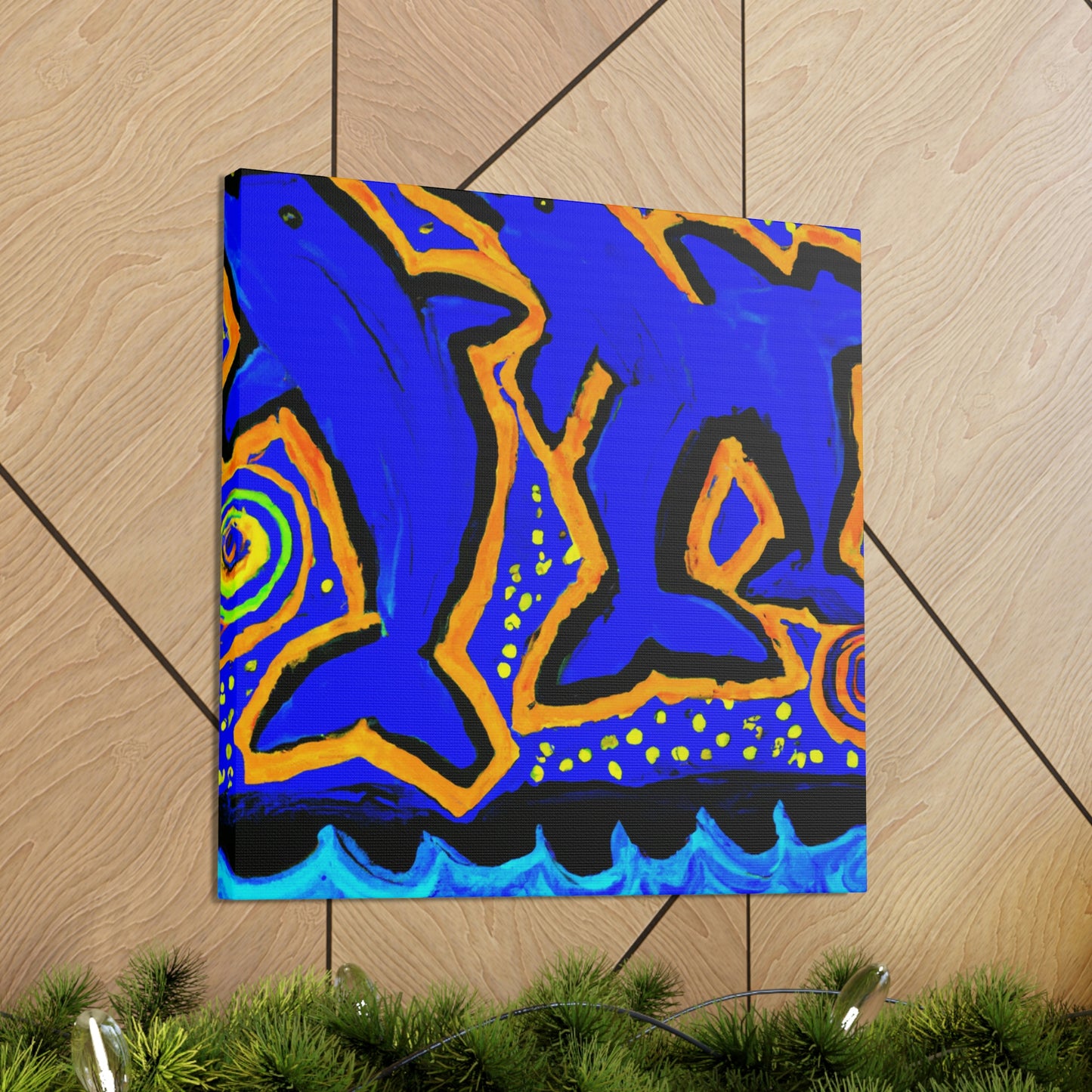 Dolphins in Abstract Forms - Canvas