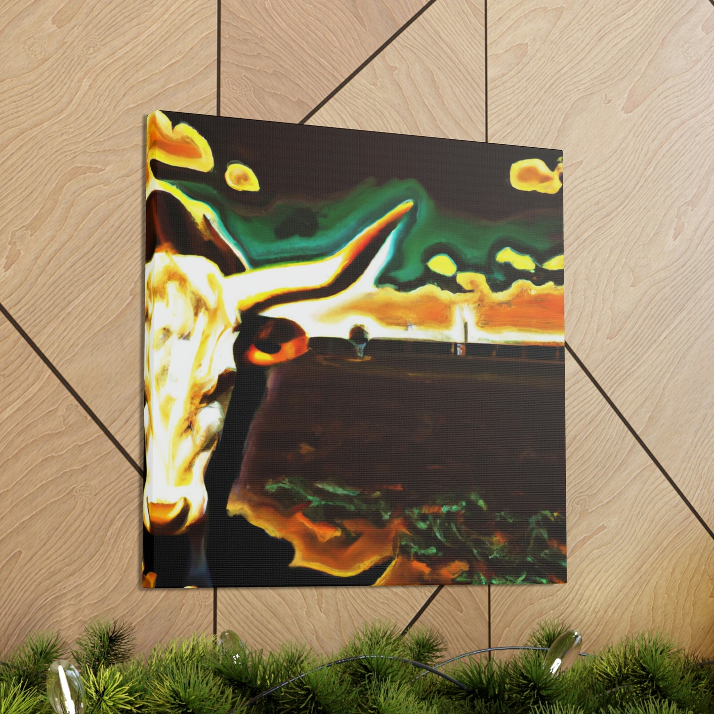 "Cow-Laden Texas Dreamscape" - Canvas