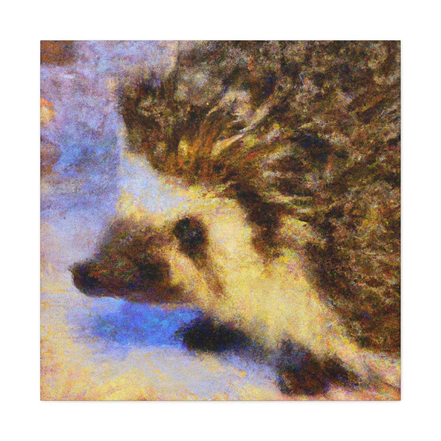 "Hedgehog among Flowers." - Canvas