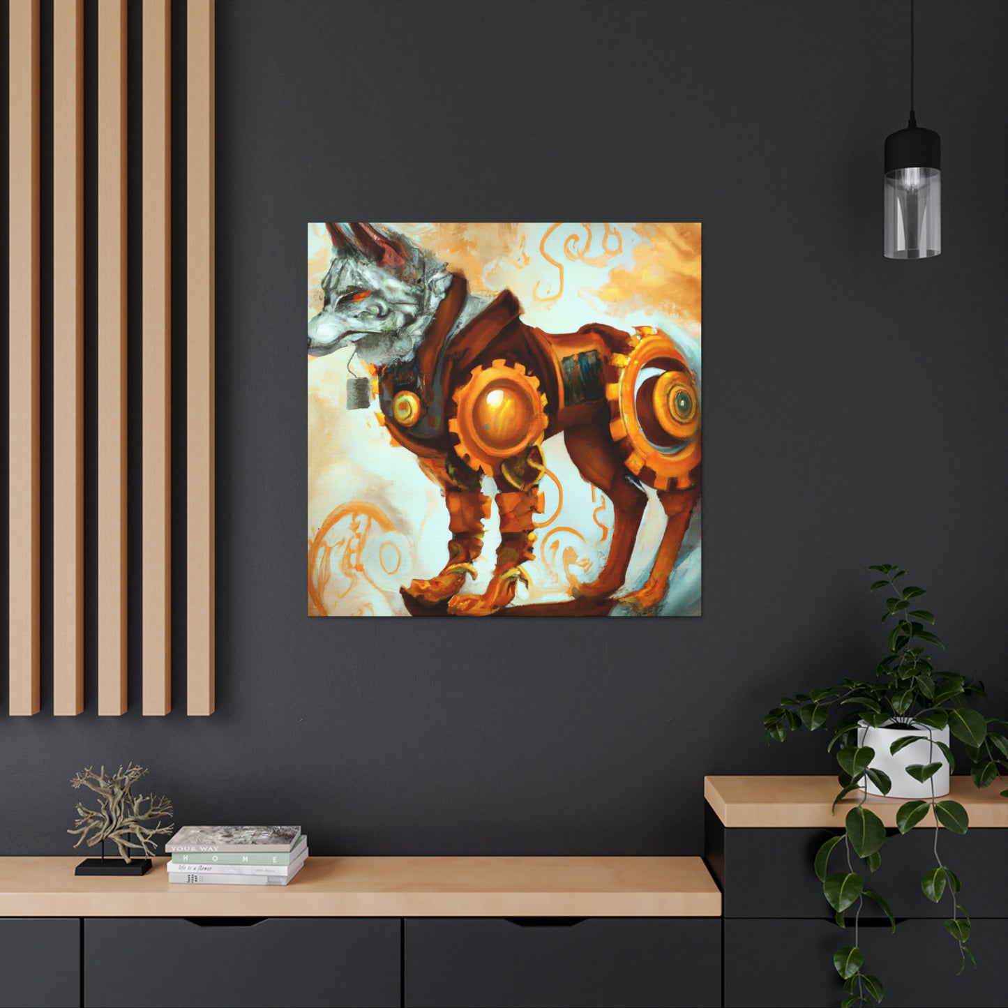 "Wolf in Steam Gears" - Canvas