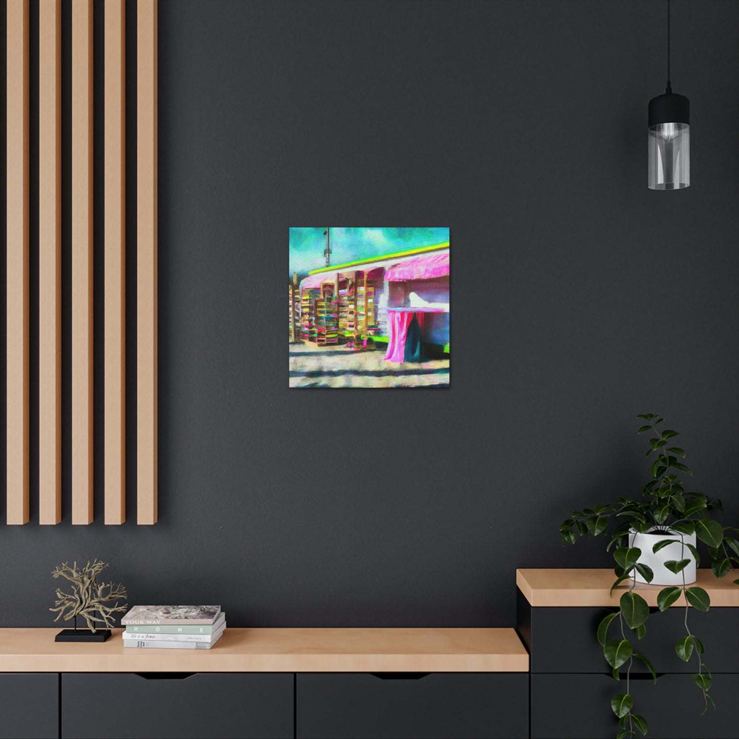 "Surreal Seaside Shops" - Canvas