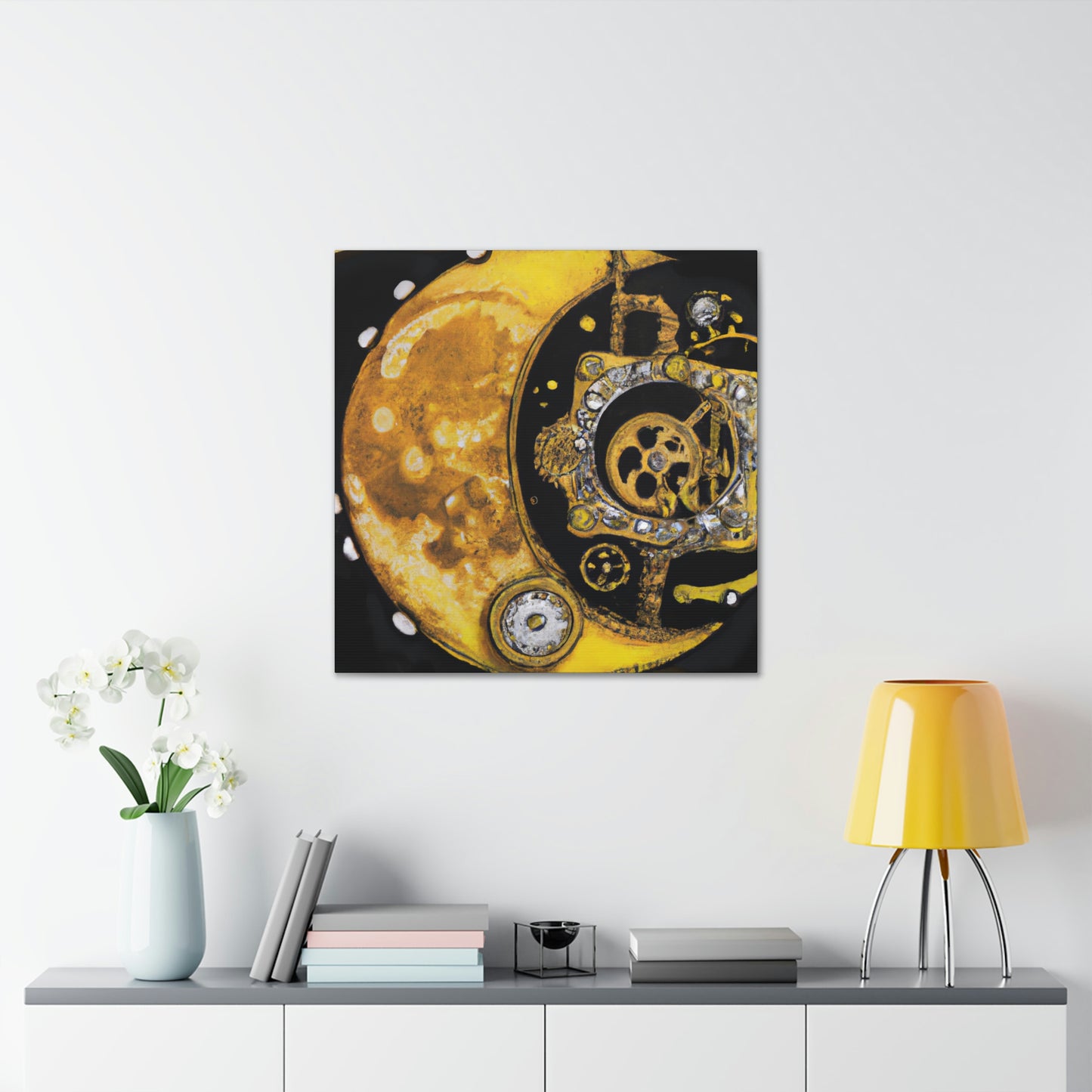 "Moonlit Clockwork Dreamscape" - Canvas