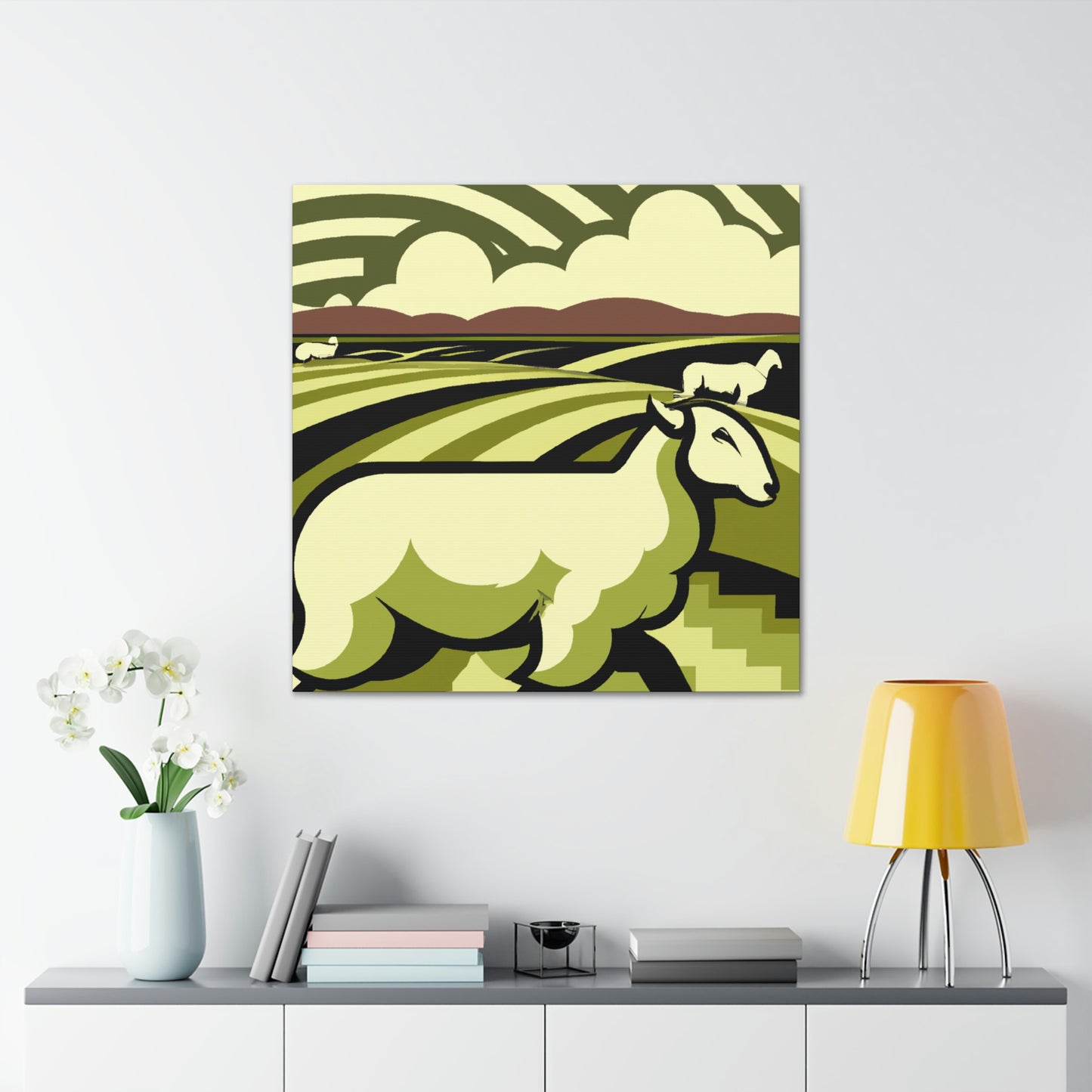 Sheep in Splendor. - Canvas