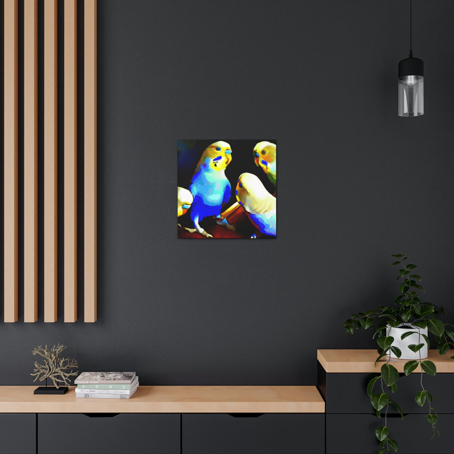 Parakeets in Deco - Canvas