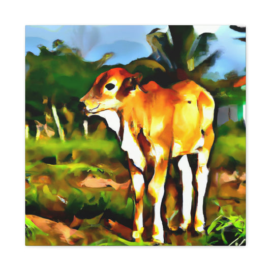 Calf in Neon Glory - Canvas