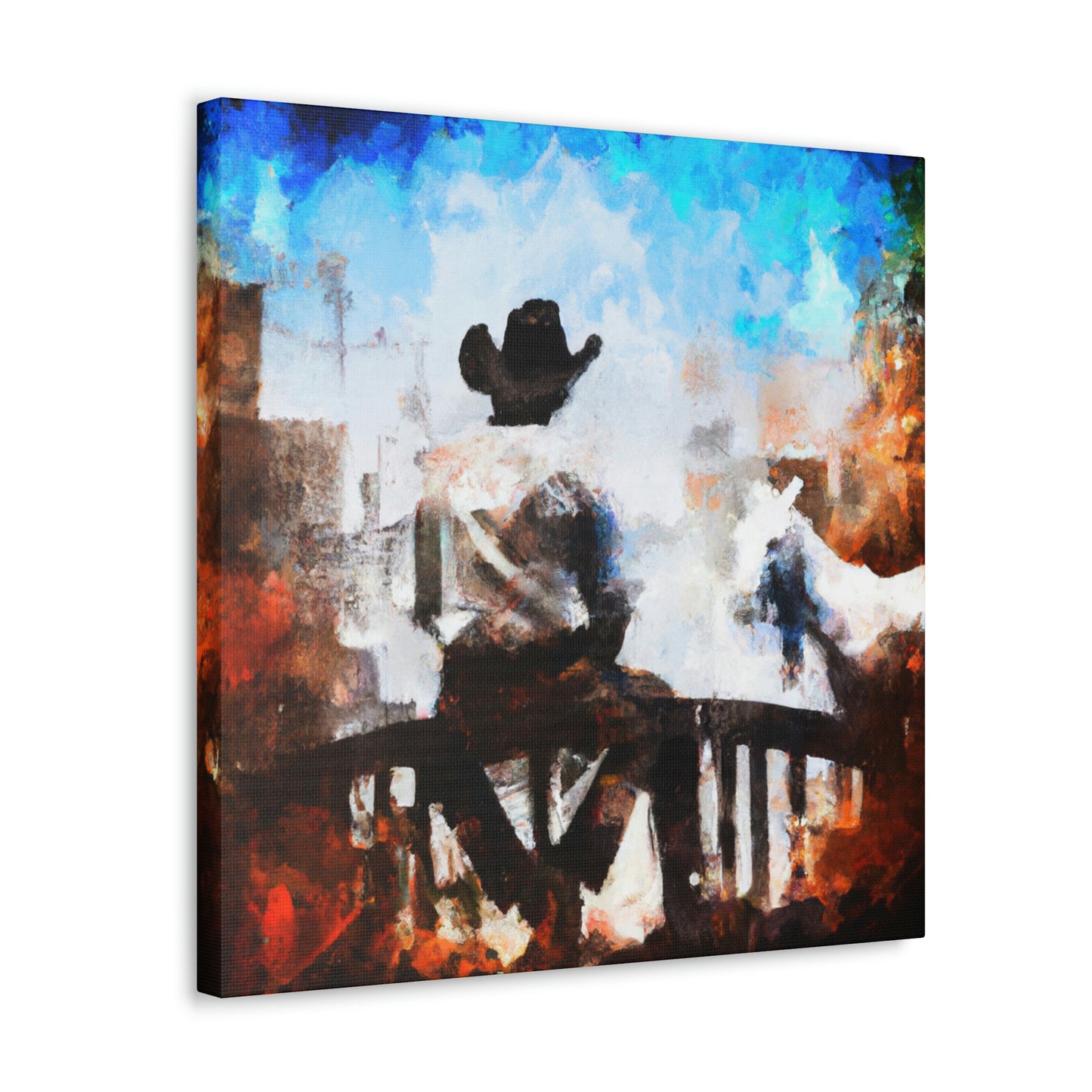 Cowboy on a Fence - Canvas