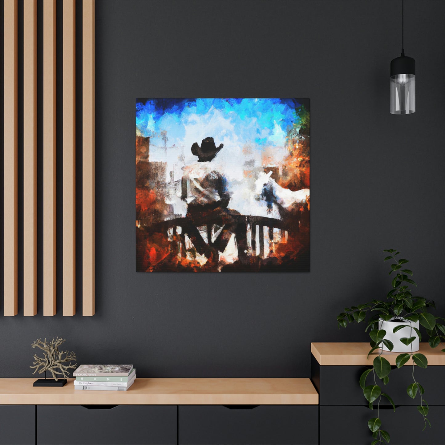 Cowboy on a Fence - Canvas