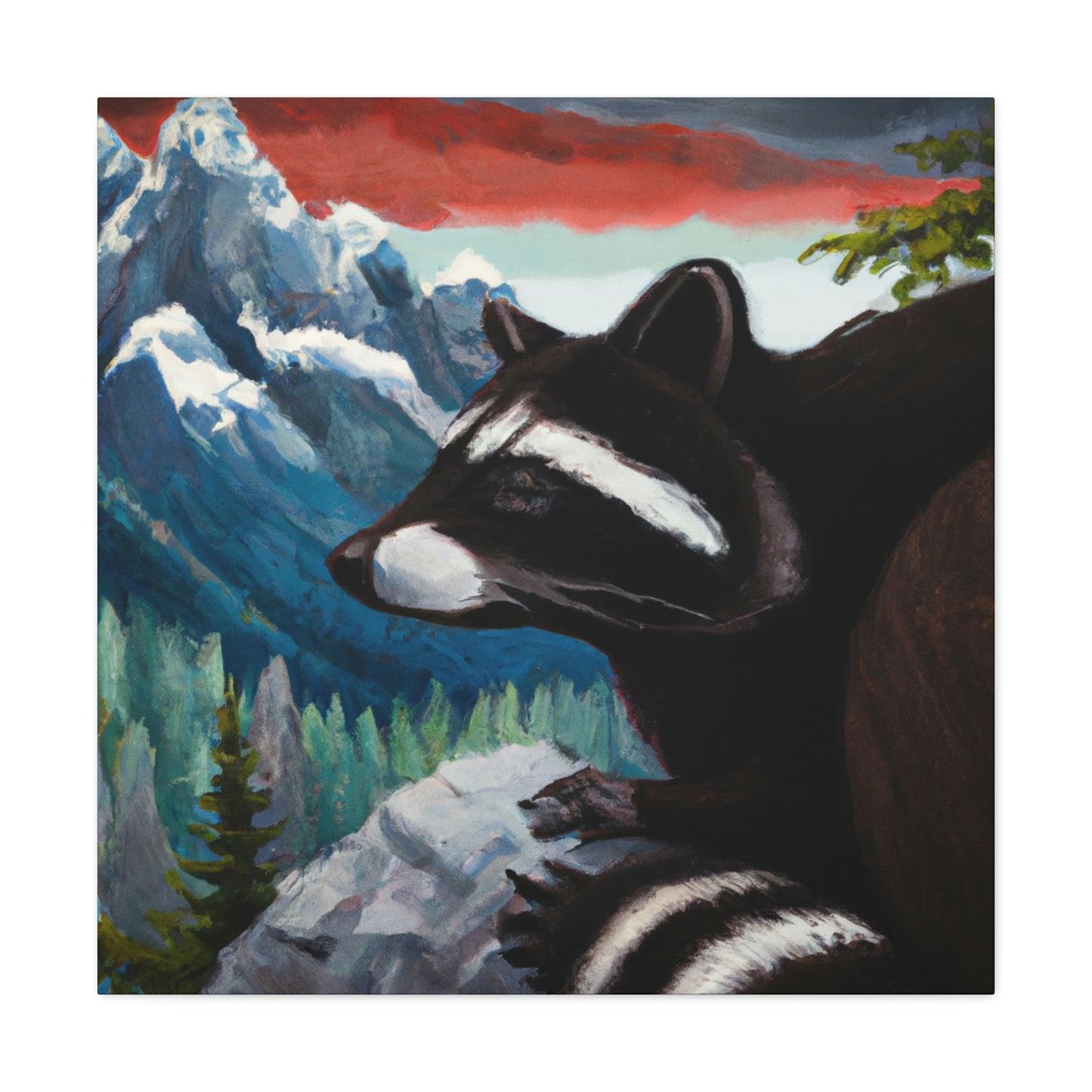 Raccoon in Art Deco. - Canvas