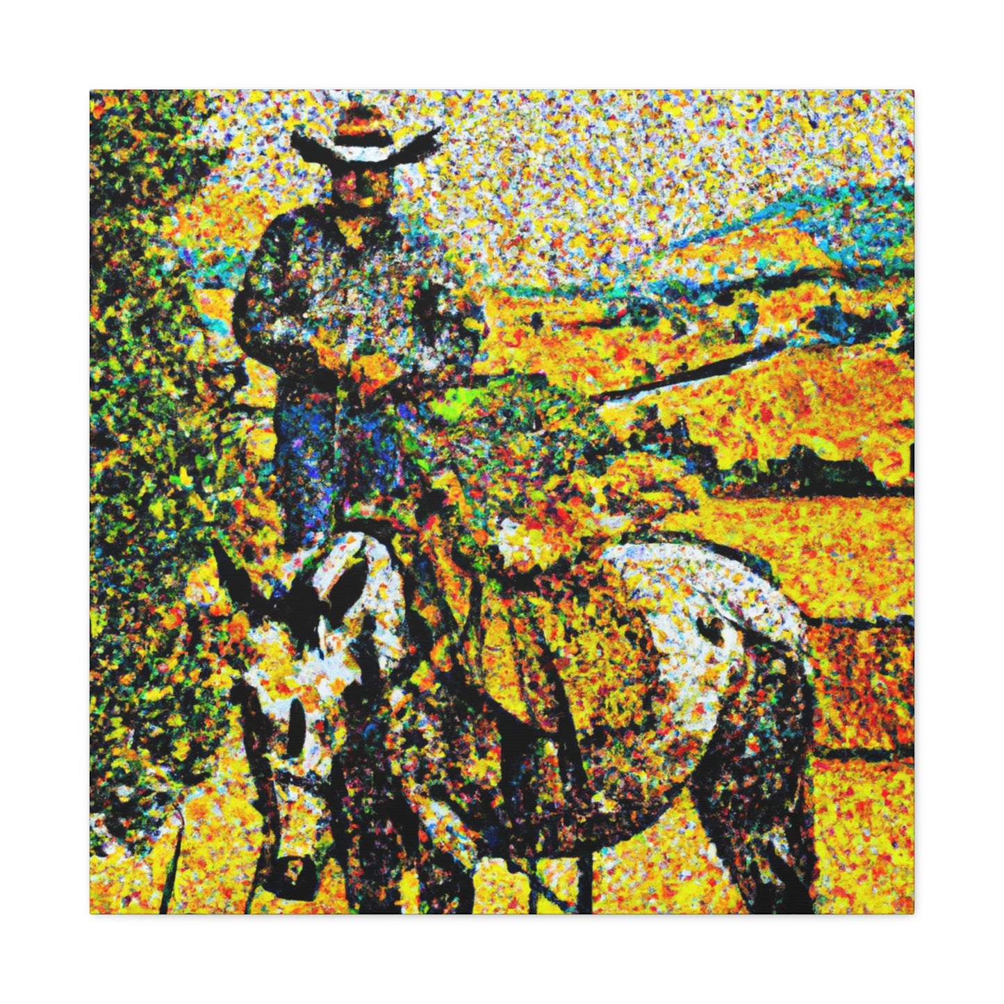 "Farm Life in Pointillism" - Canvas