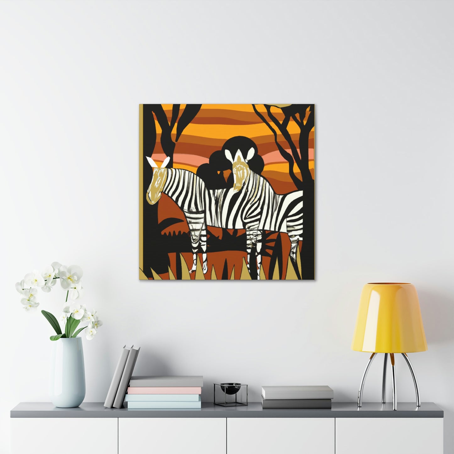 "Zebra in Moonlight Glaze" - Canvas