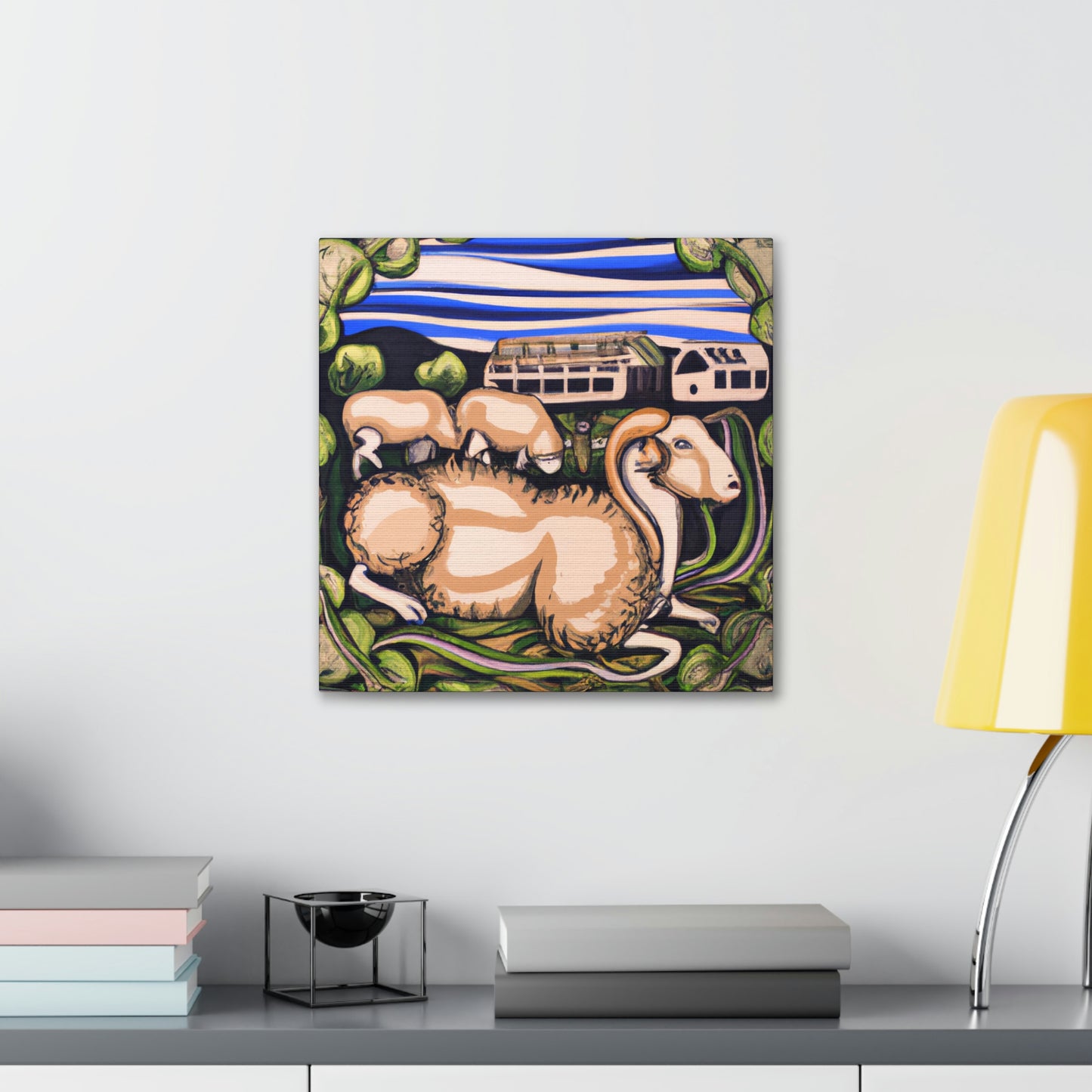 Sheep in Jamunarose - Canvas