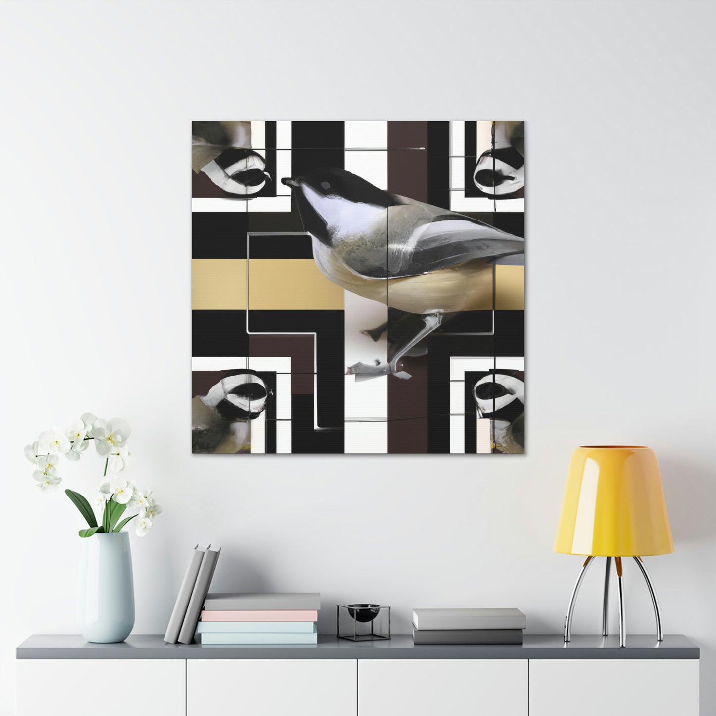 "Chickadee in Deco Style" - Canvas