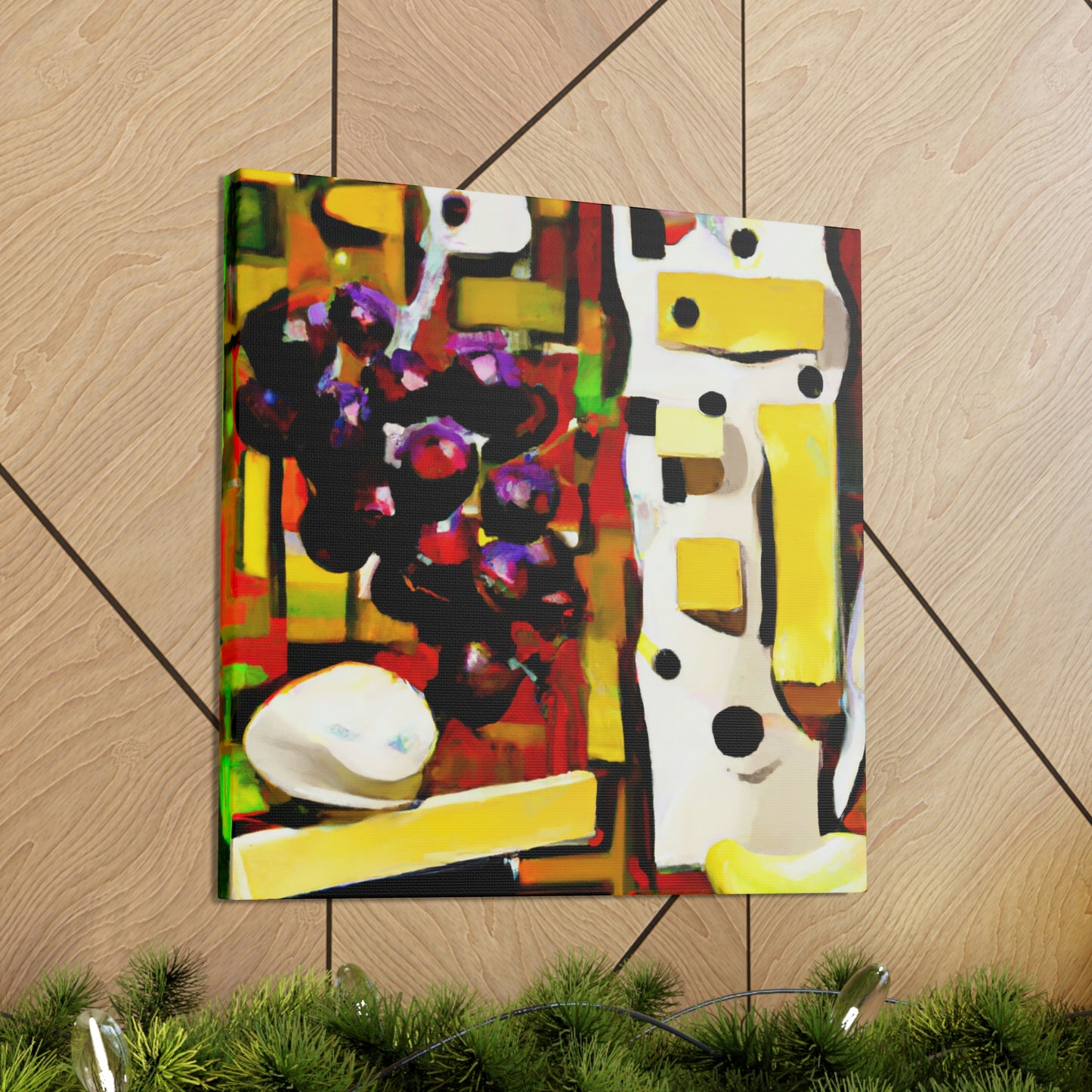 "Cheese and Grapes Collage" - Canvas