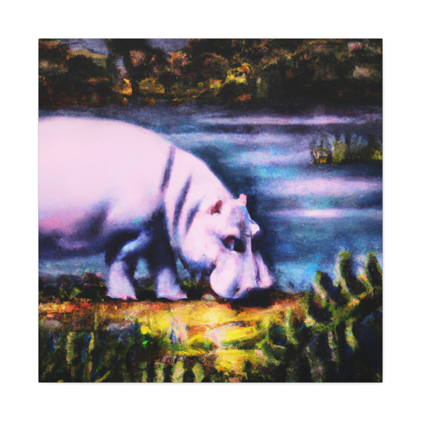 Hippo in Deco Style - Canvas