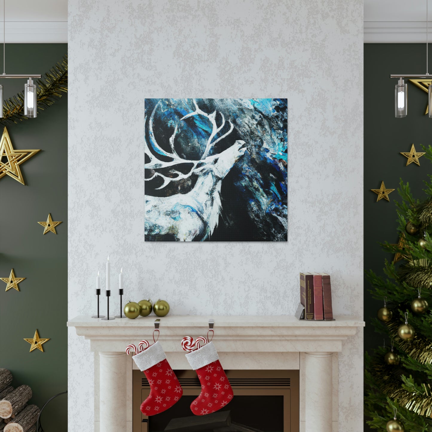 "Reindeer Abstract Expression" - Canvas