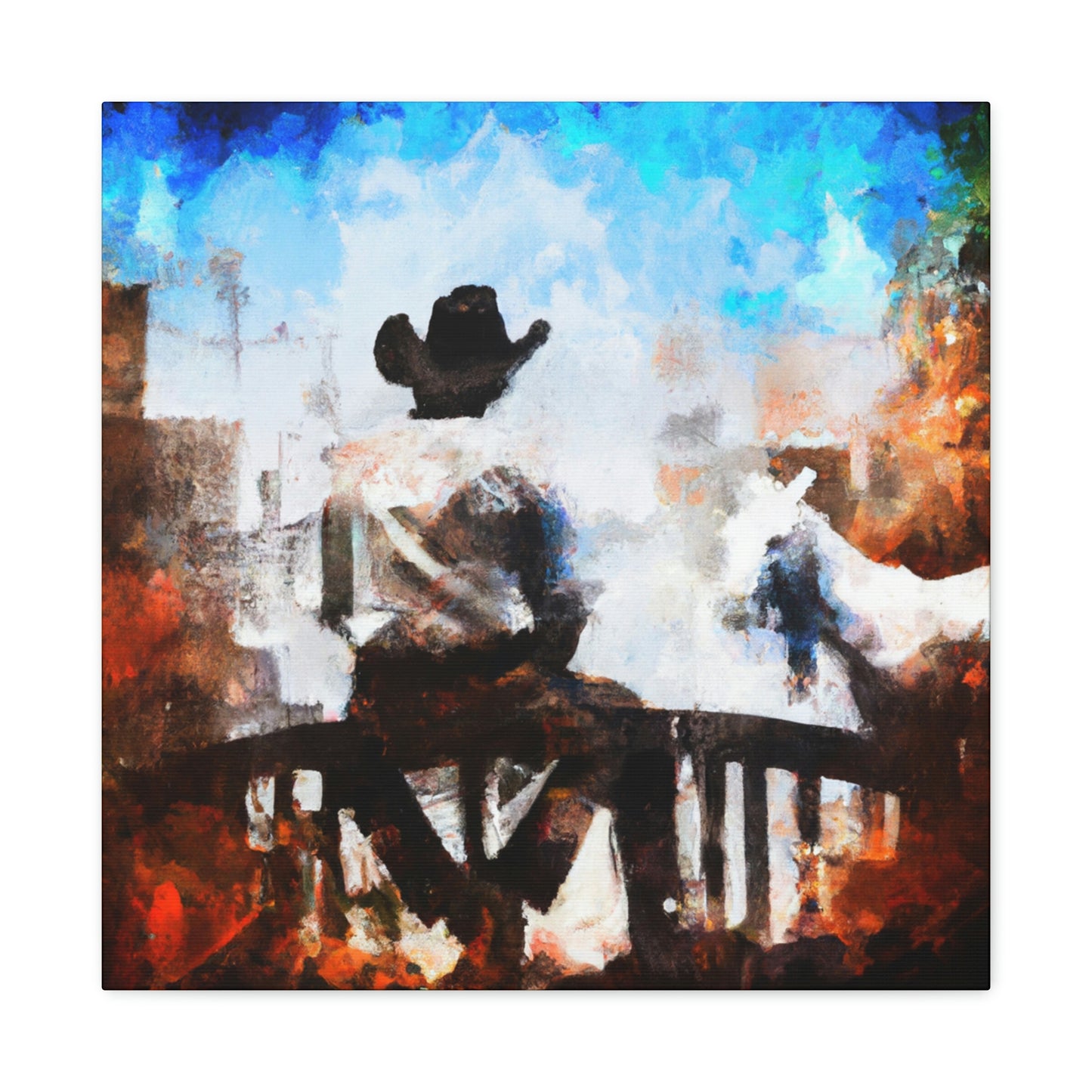 Cowboy on a Fence - Canvas