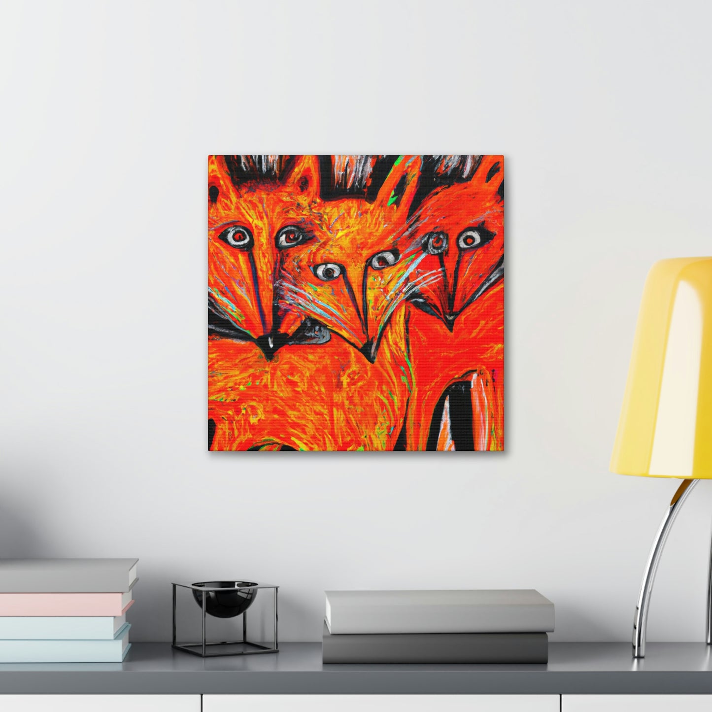 Foxes in Moonlight. - Canvas