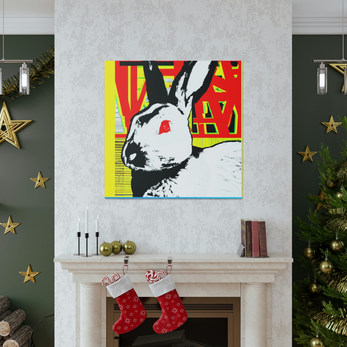 Rabbit in Moonlight Glow. - Canvas