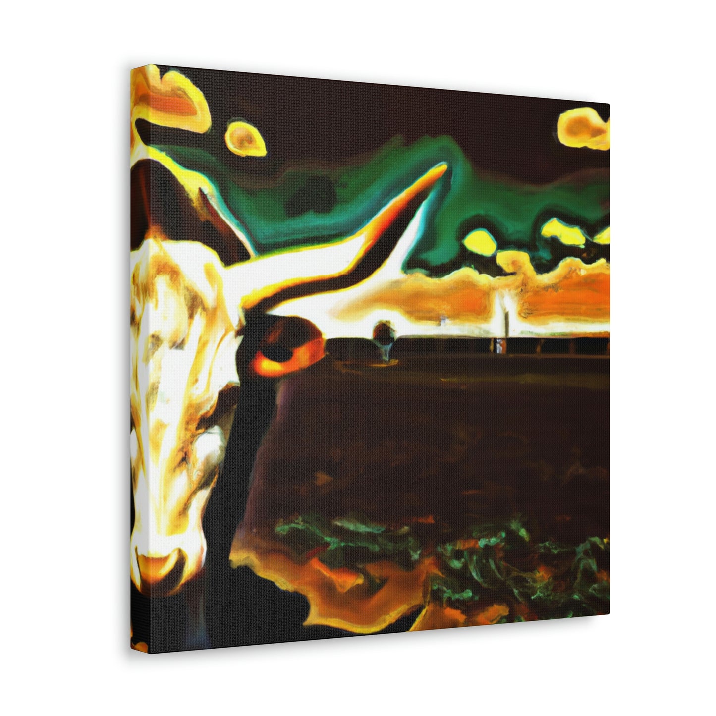 "Cow-Laden Texas Dreamscape" - Canvas