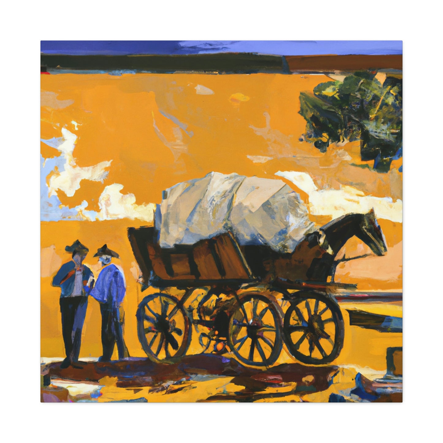 Wagon in Moonlight. - Canvas