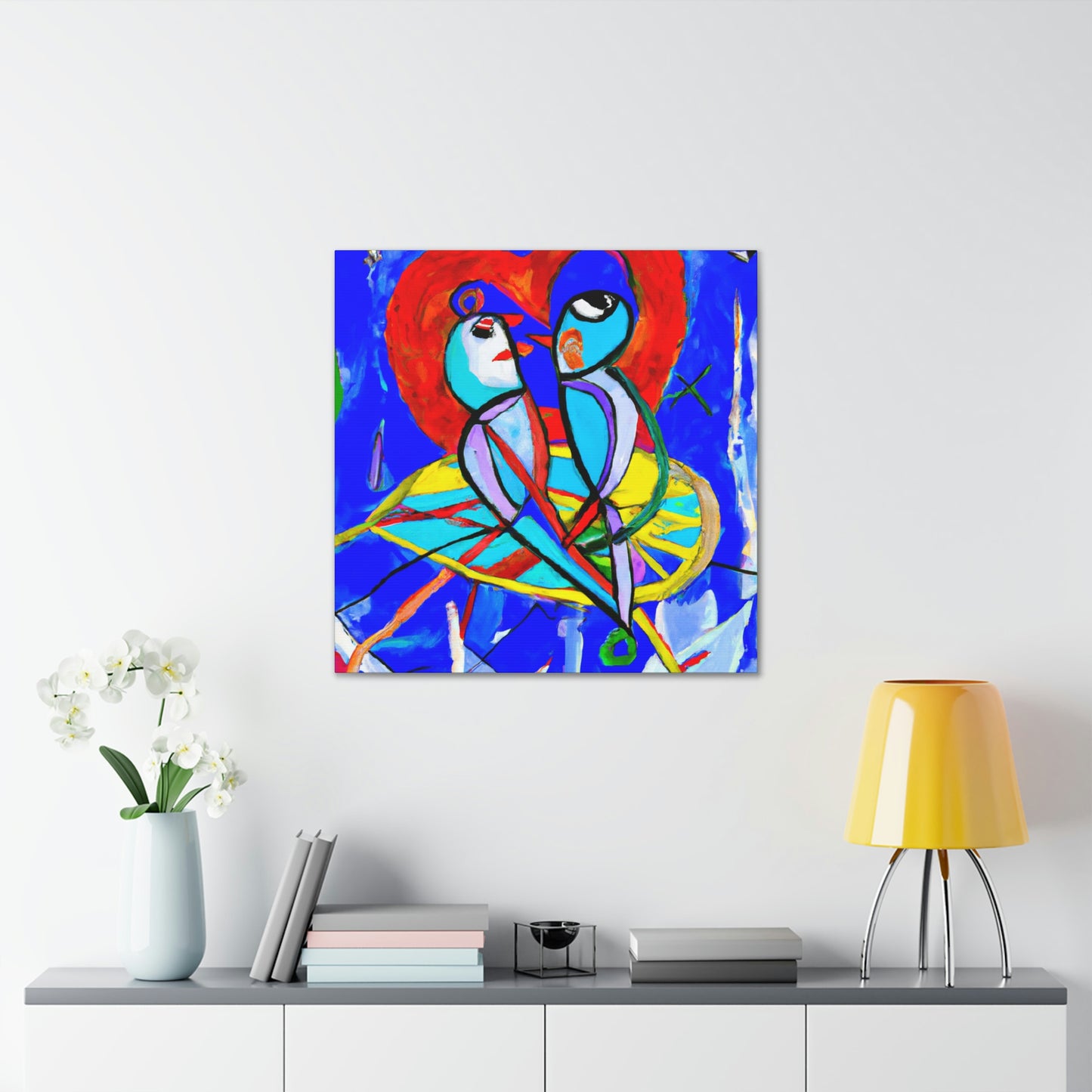 "Lovebirds On A Wire" - Canvas