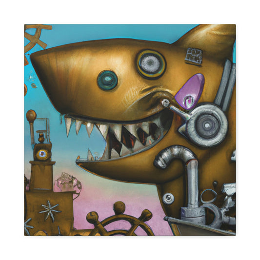 "Shark in Steampunk Goggles" - Canvas