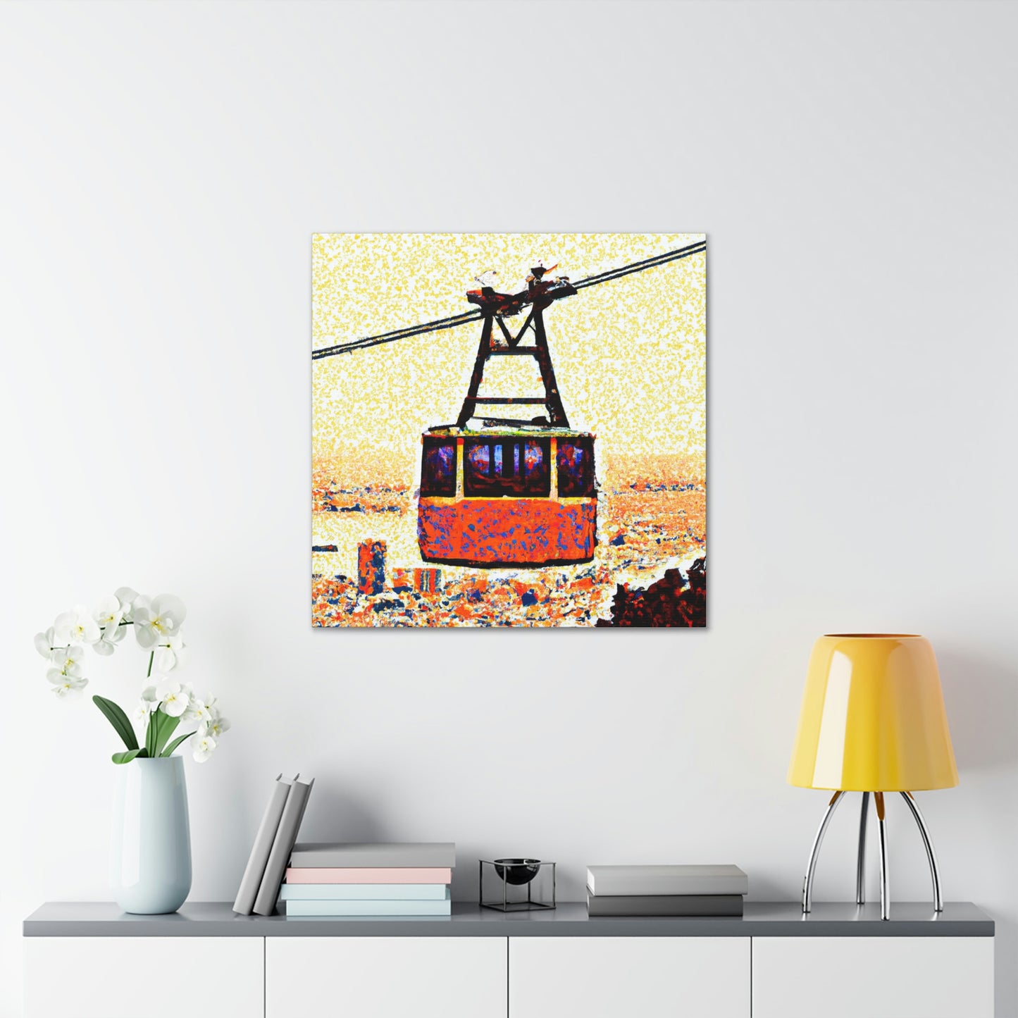 Cable Car Pointillism - Canvas