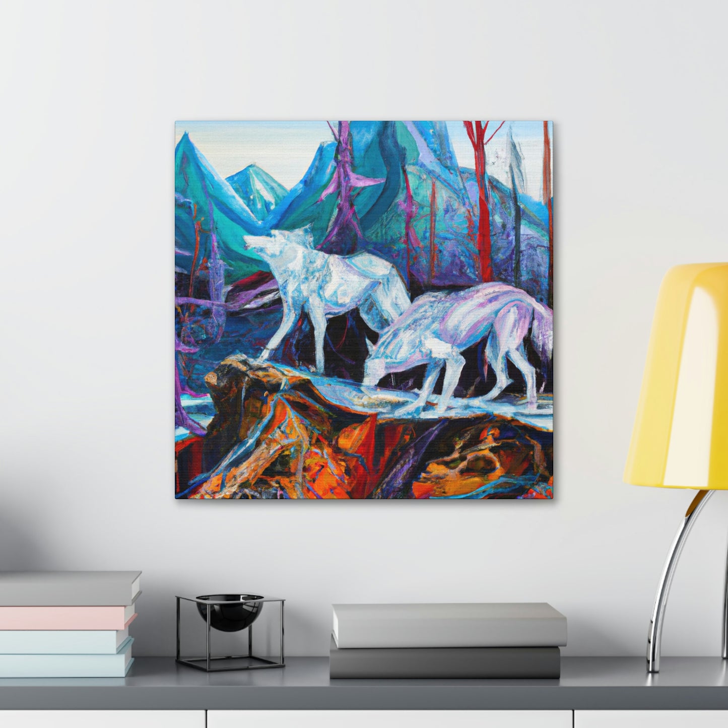 "Wolf at Midnight Glow" - Canvas