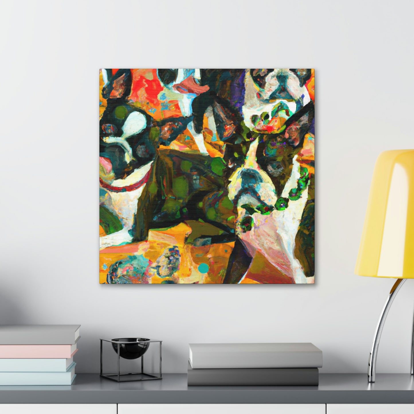 Boston Terrier Expressionism - Canvas