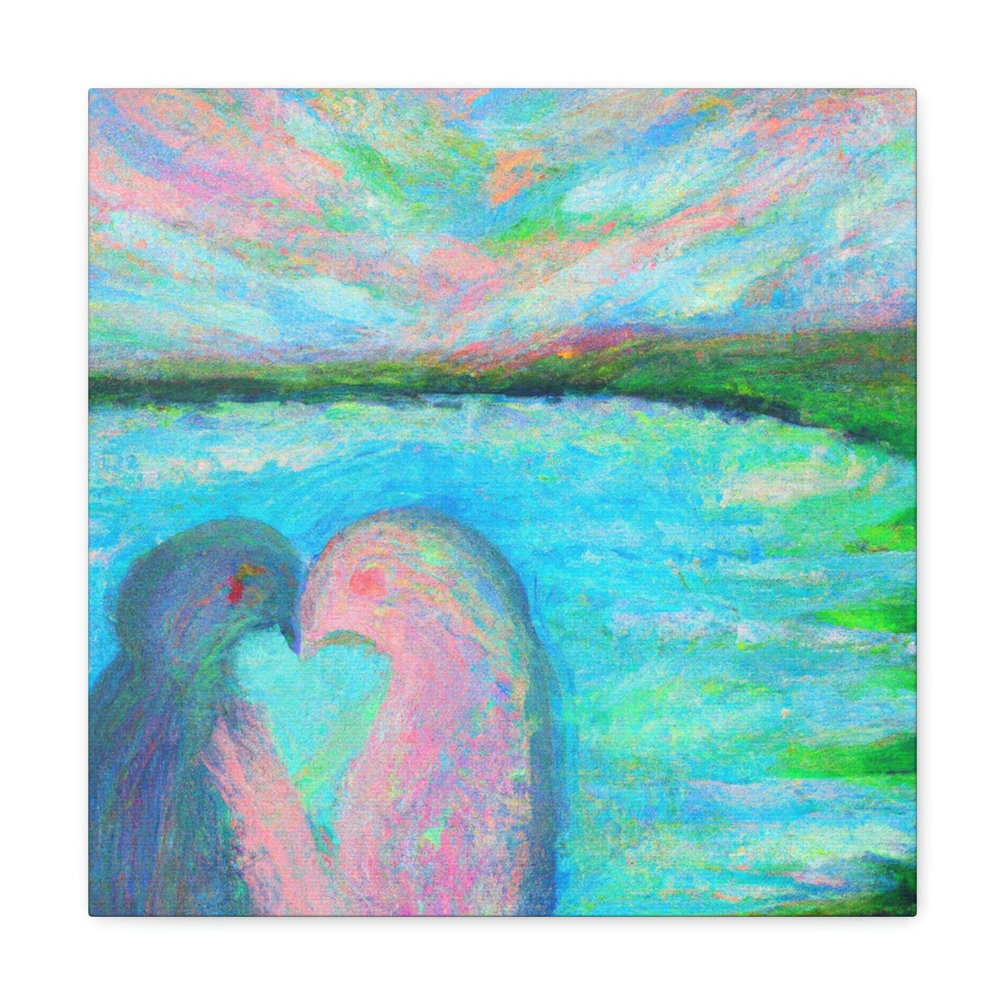 Lovebirds in Embrace - Canvas