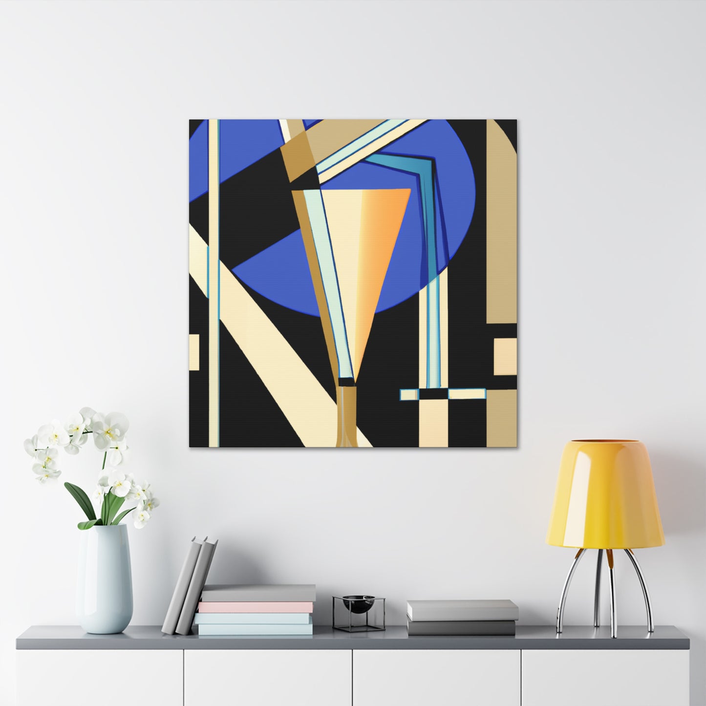 "Gilded Wine Reflection" - Canvas