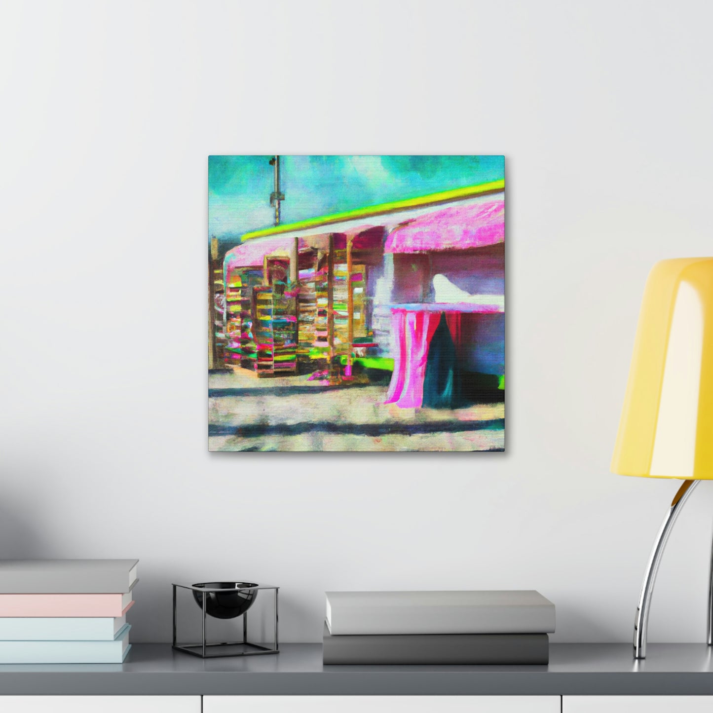 "Surreal Seaside Shops" - Canvas