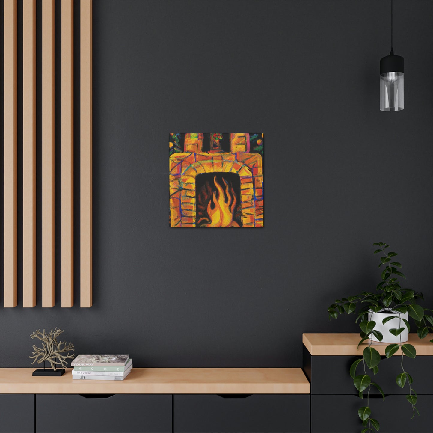 "Flaming Fireplace Flair" - Canvas