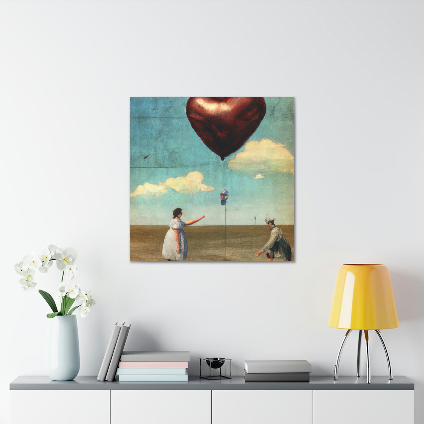 "Heart Balloon Ascension" - Canvas