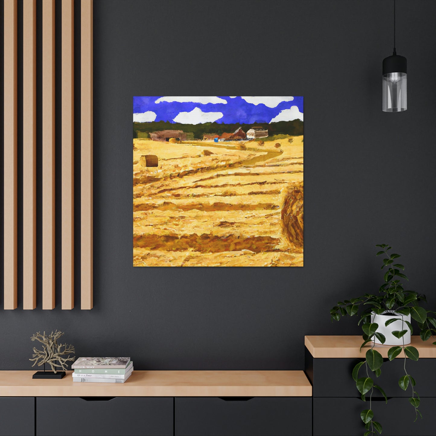 Hayfield by Moonlight - Canvas