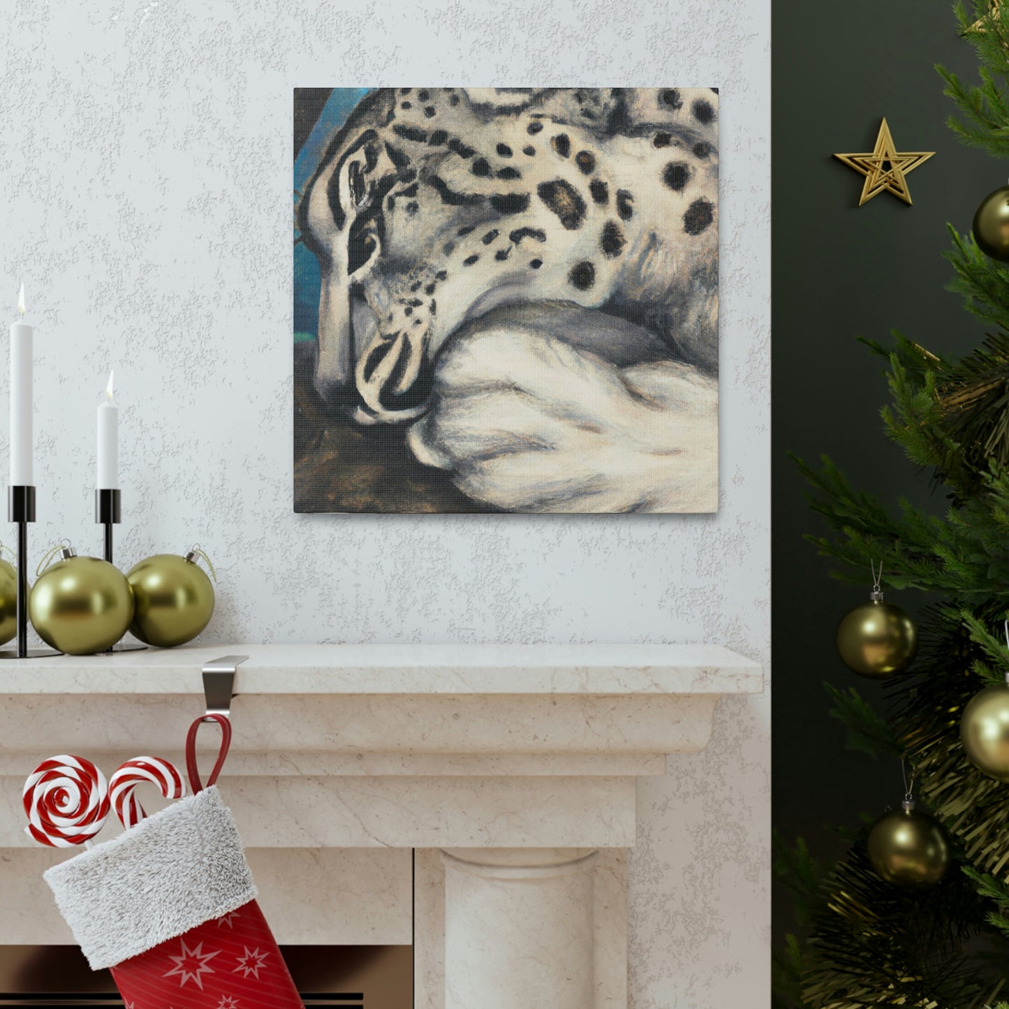 Snow Leopard Silhouette - Canvas