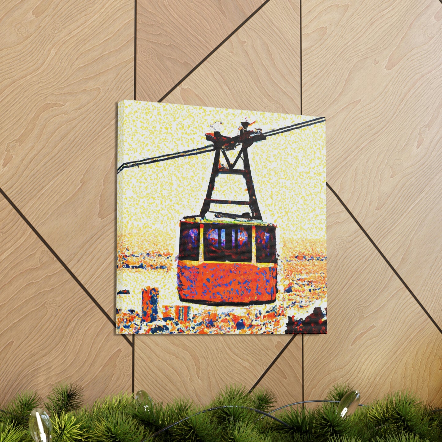 Cable Car Pointillism - Canvas