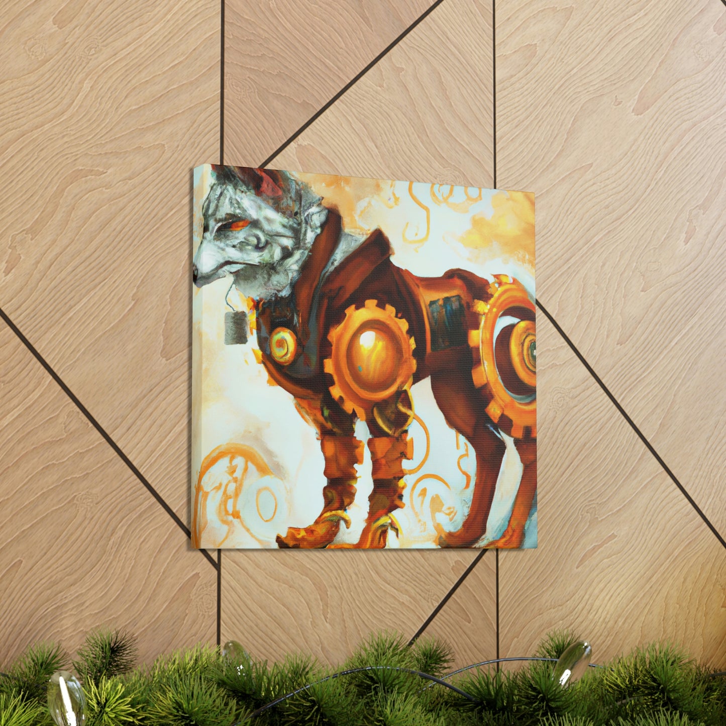 "Wolf in Steam Gears" - Canvas