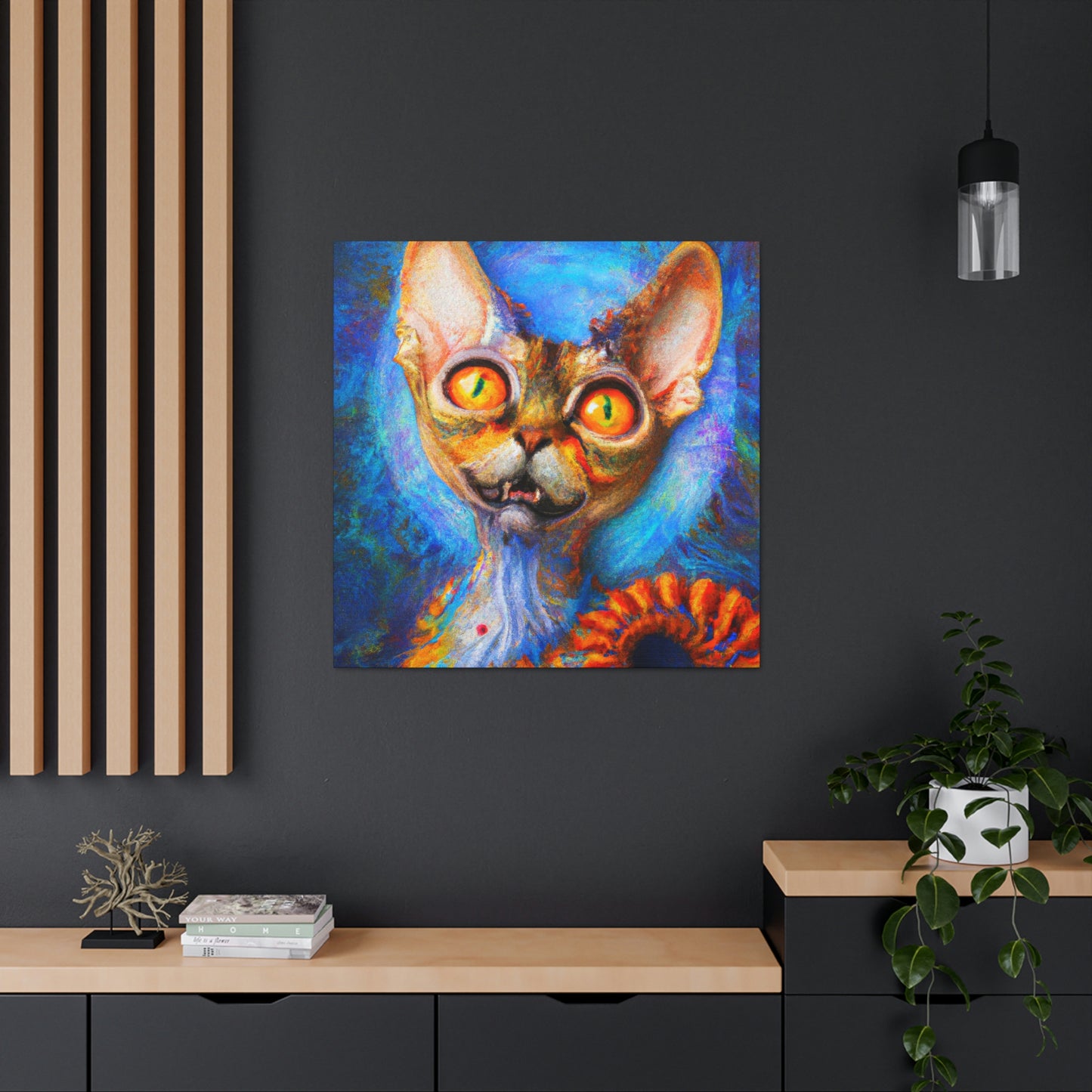 "Devon Rex Regal Portrait" - Canvas