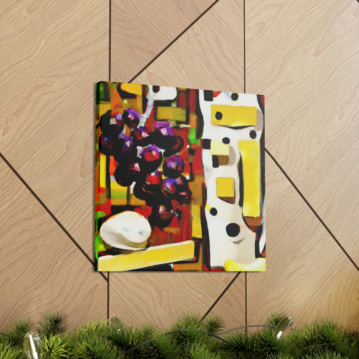 "Cheese and Grapes Collage" - Canvas