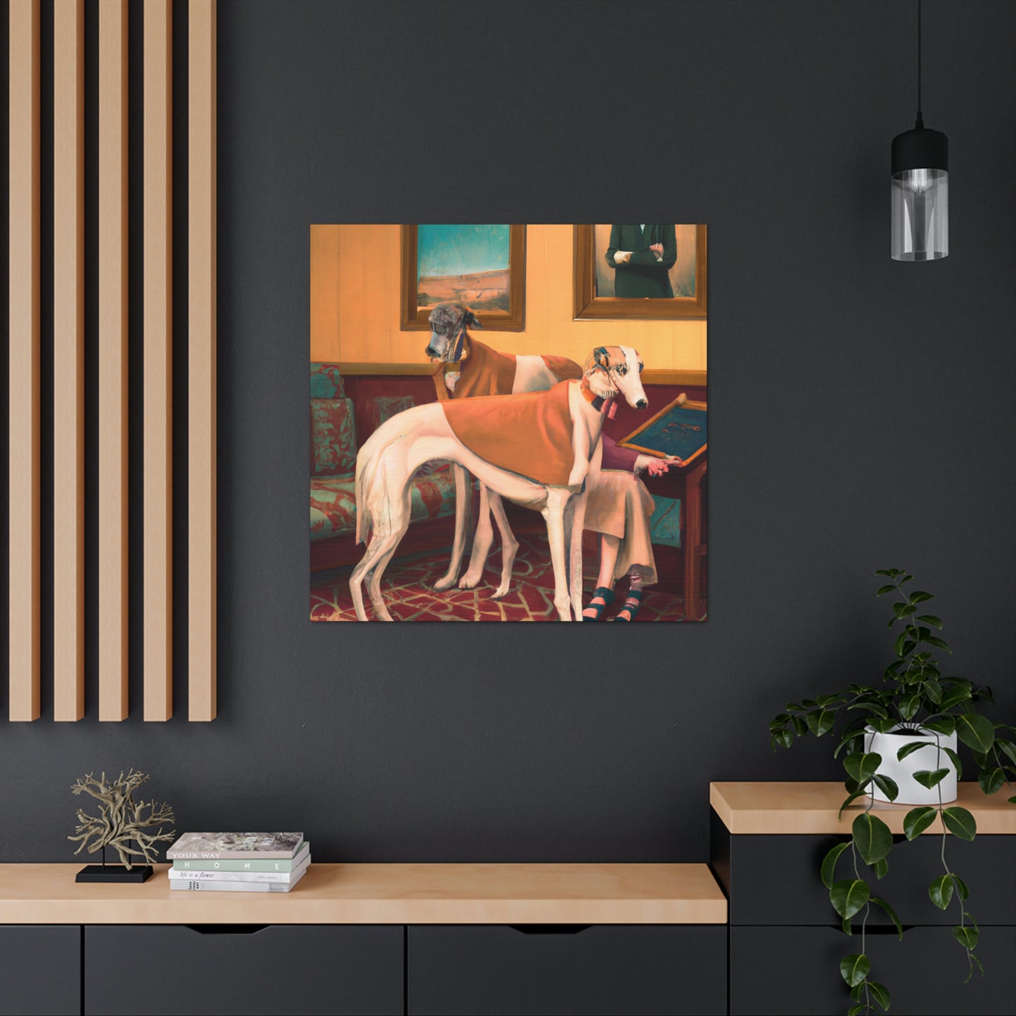 Greyhound in Moonlight. - Canvas