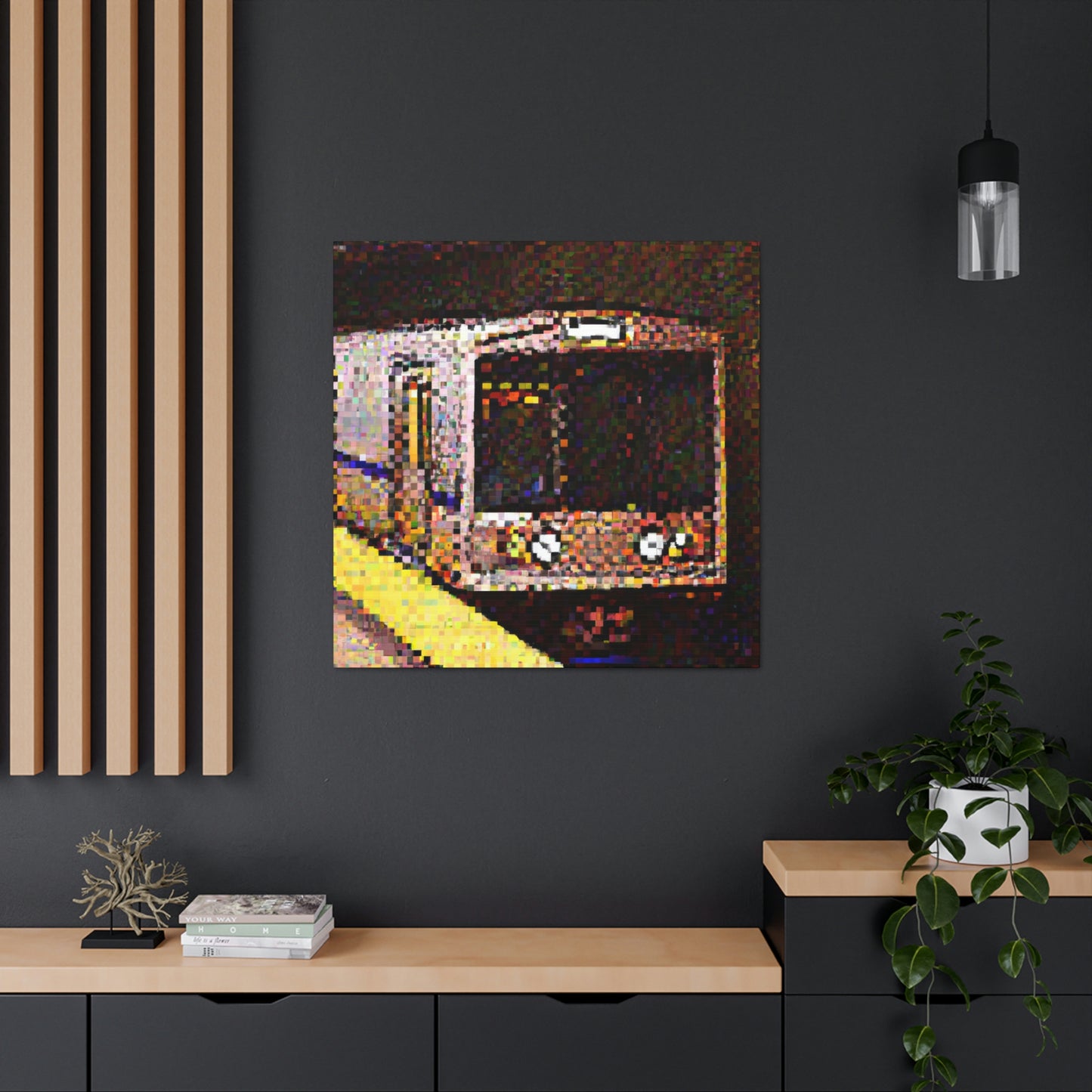 Subway Train Pointillism - Canvas