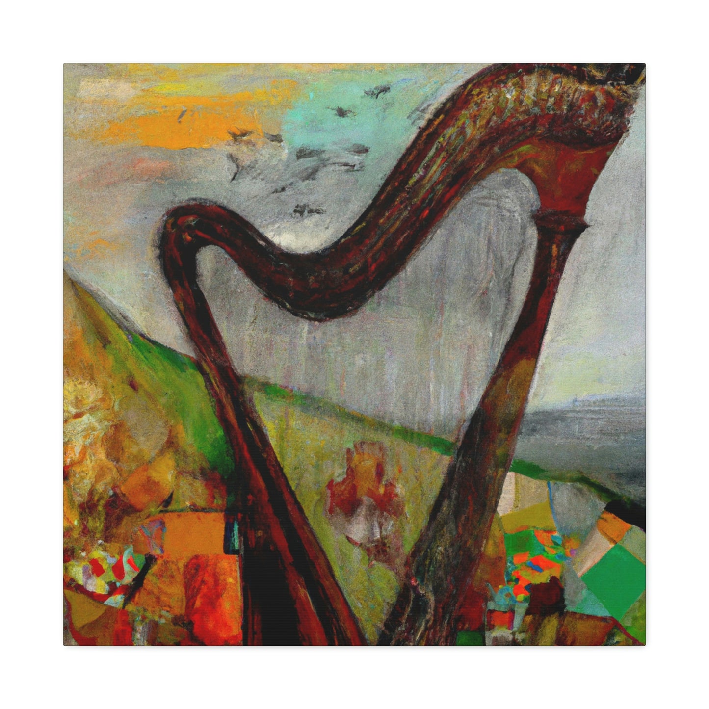 "Harp in Harmonious Colors" - Canvas