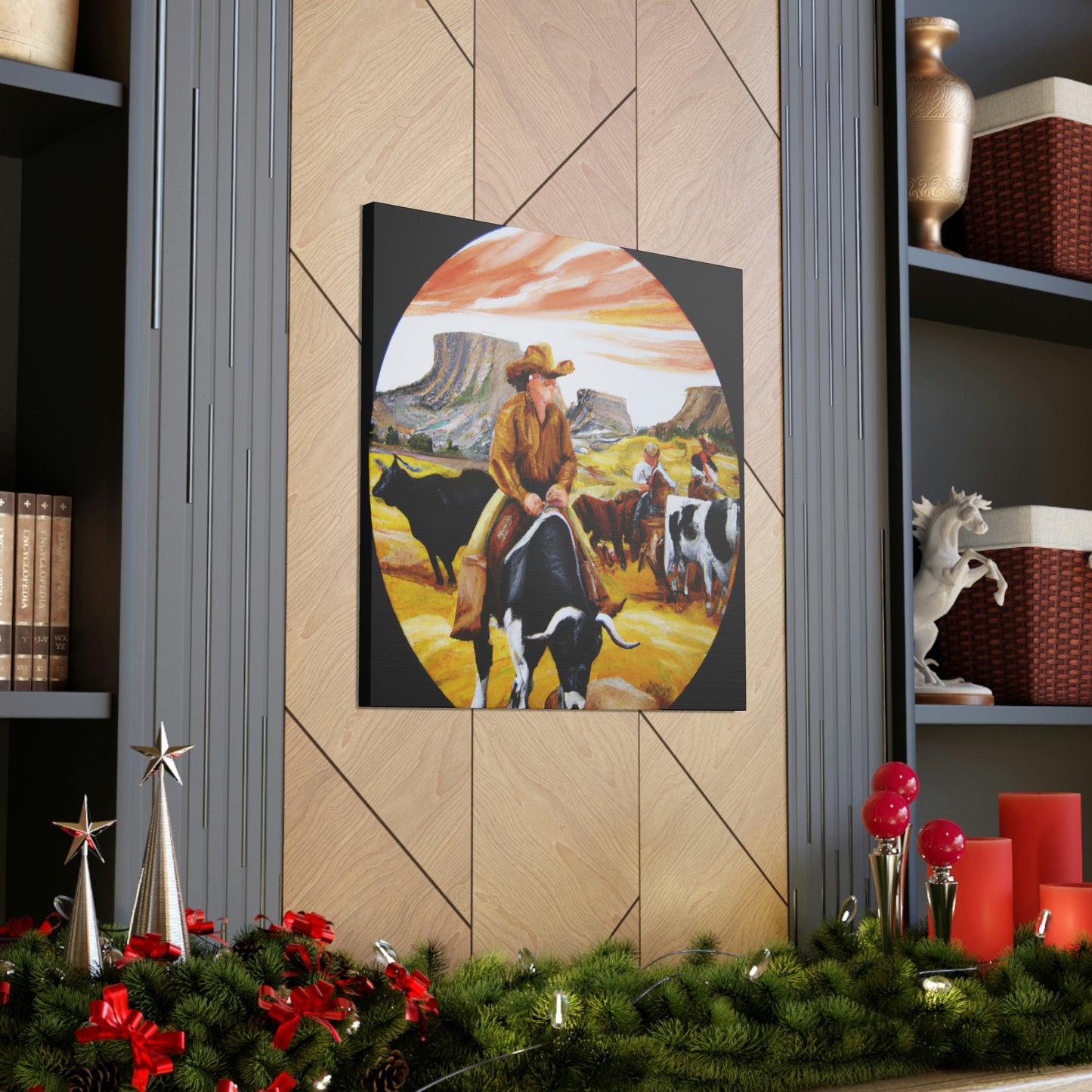 Cattle Round Up Scene - Canvas